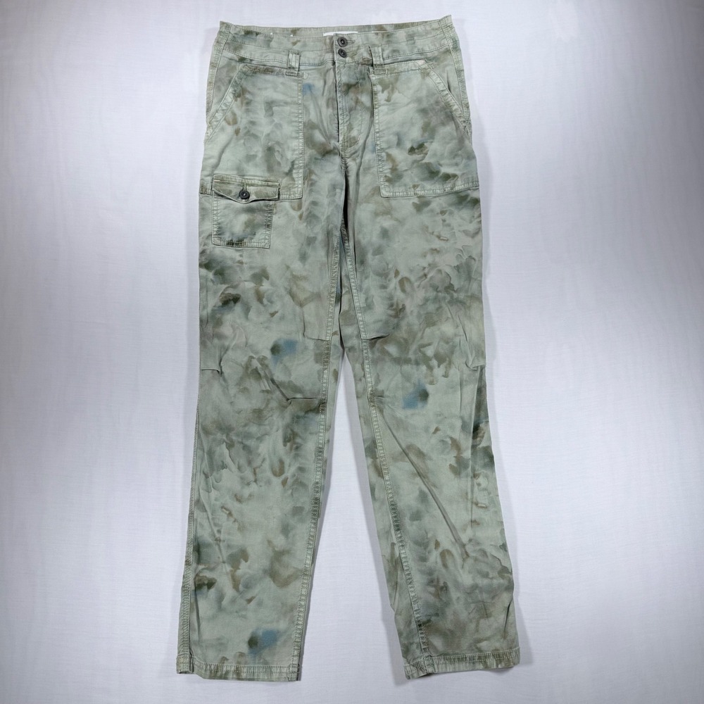 Anthropologie The Wanderer Tie Dye Camo Cargo Pants Green Cotton Linen Boho Chic